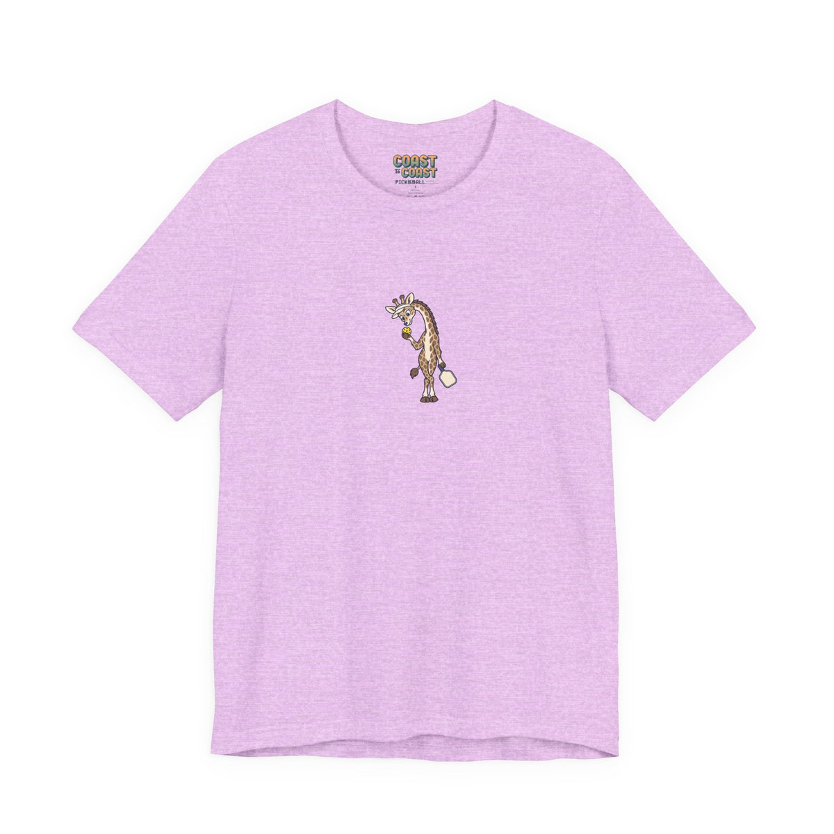 Giraffe pickleball t-shirt in Heather Prism Lilac