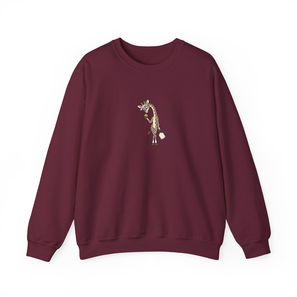Giraffe pickleball crewneck sweatshirt in Maroon