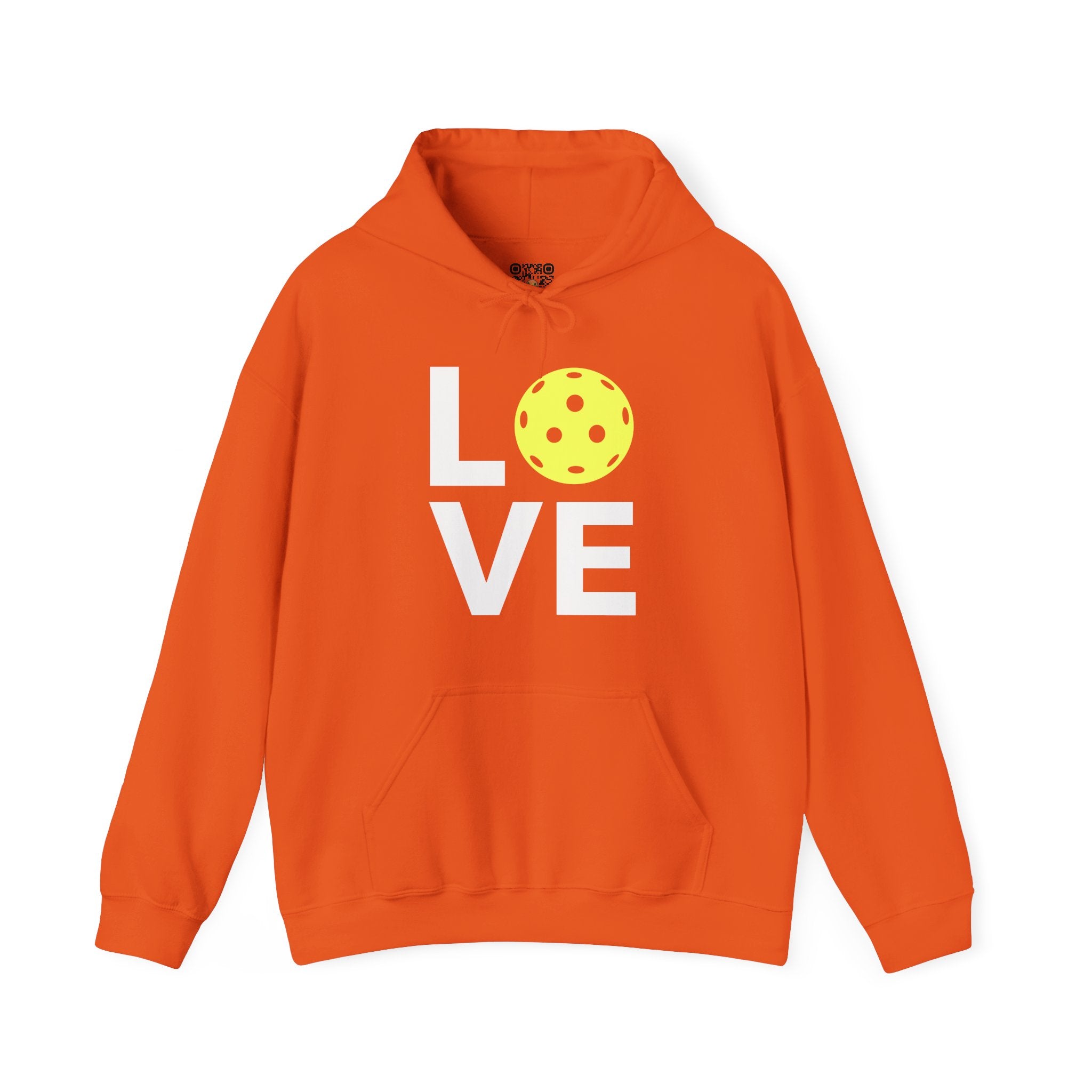 Pickleball Hoodie - LOVE Pickleball with a Yellow Pickleball
