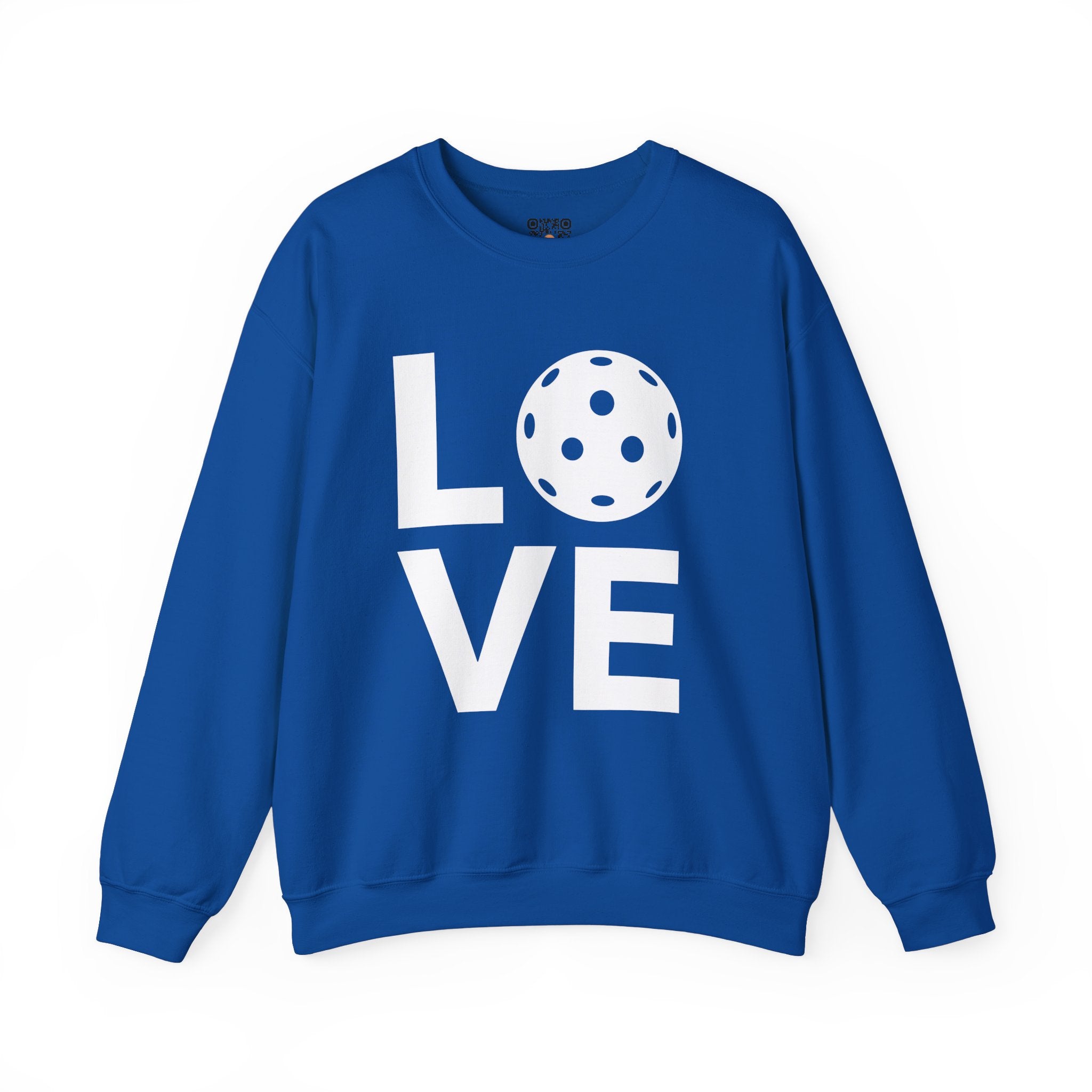 Pickleball Crewneck Sweatshirt - LOVE Pickleball with a White Pickleball - Pickleball Sweatshirt for Women & Men