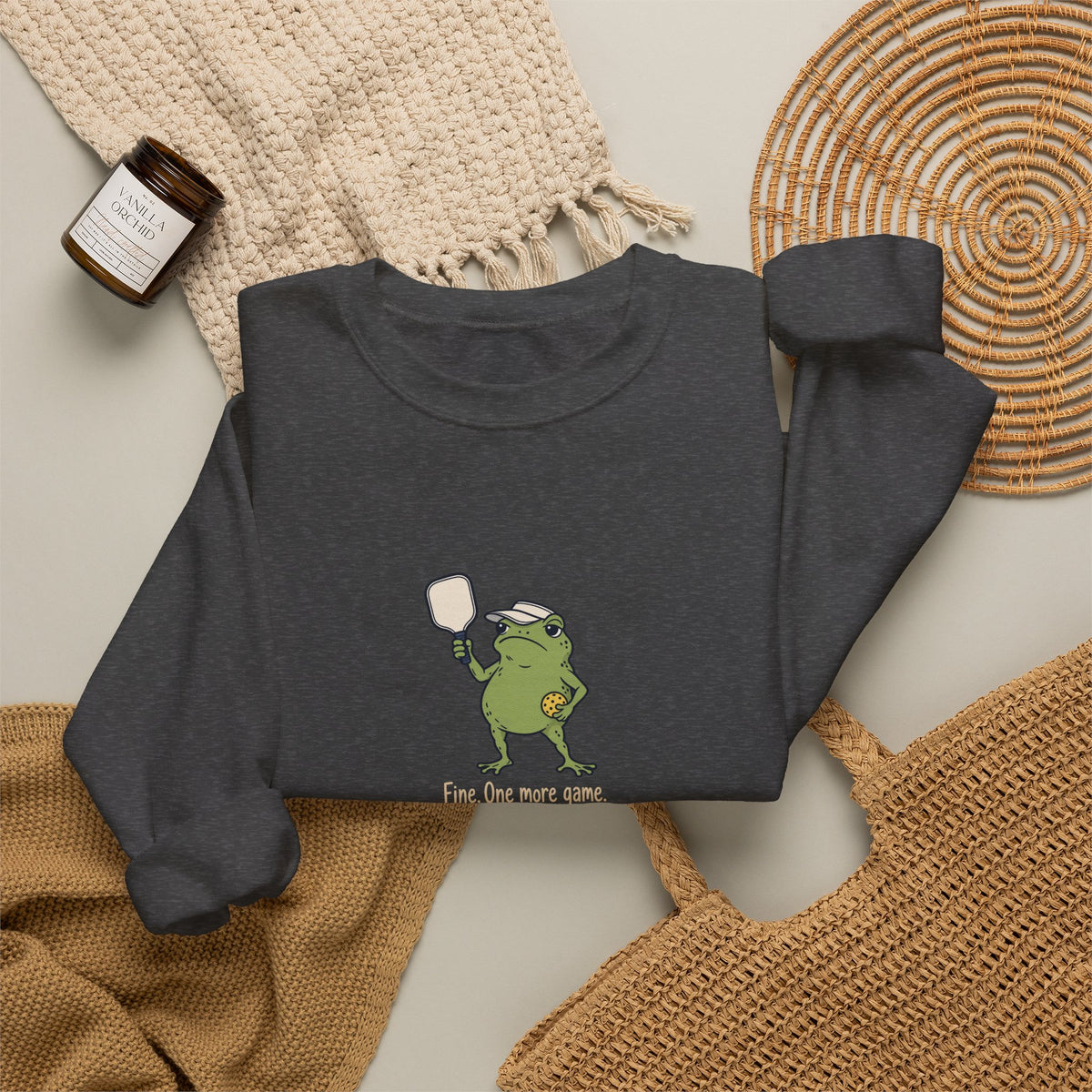 Frog pickleball crewneck sweatshirt, Fine, One More Game