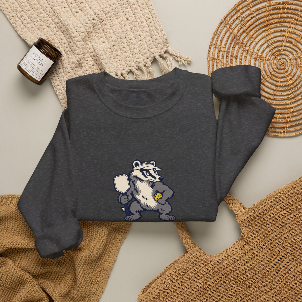 Badger pickleball crewneck sweatshirt, Don't Poke the Badger