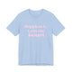 Baby Blue pickleball t-shirt with retro script text "Happiest On the Court" and sparkle accents