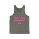 Grey triblend pickleball tank top with a pink script Livin' That Pickleball Life text design