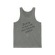 Deep Heather unisex pickleball tank top with handwritten "I'm sorry for what I said when I was playing pickleball" script and heart doodle
