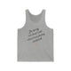 Athletic Heather unisex pickleball tank top with handwritten "I'm sorry for what I said when I was playing pickleball" script and heart doodle