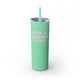 Mint skinny tumbler with straw and "In My Pickleball Era" bubble text with sparkles