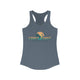 Indigo pickleball tank top with a Coast to Coast Pickleball globe graphic
