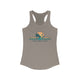 Warm gray pickleball tank top with a Coast to Coast Pickleball globe graphic
