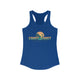 Royal blue pickleball tank top with a Coast to Coast Pickleball globe graphic