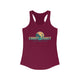 Cardinal red pickleball tank top with a Coast to Coast Pickleball globe graphic