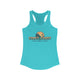 Tahiti blue pickleball tank top with a Coast to Coast Pickleball globe graphic
