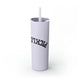 Glitter Lilac skinny tumbler with straw and an upside-down "PICKLEBALL" wordmark