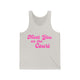 Pickleball tank top with a pink script Meet You on the Court text design