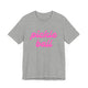 Athletic heather pickleball t-shirt with a pink script Pickle Ball text design