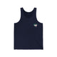 Navy tank top with a small PICKLEBALLER chest logo featuring crossed pickleball paddles