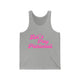 Athletic heather pickleball tank top with a pink script Let's Play Pickleball text design