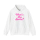 White pickleball hoodie with a pink script What's the Score text design