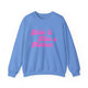 Carolina blue pickleball sweatshirt with a pink script Dink it Like a Mother text design