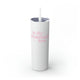 White skinny tumbler with straw and "In My Pickleball Era" bubble text with sparkles