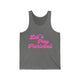 Pickleball tank top with a pink script Let's Play Pickleball text design