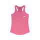 Hot pink racerback tank top with a small PICKLEBALLER chest logo featuring crossed pickleball paddles