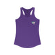 Purple rush racerback tank top with a small PICKLEBALLER chest logo featuring crossed pickleball paddles