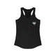 Black racerback tank top with a small PICKLEBALLER chest logo featuring crossed pickleball paddles
