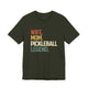 Dark olive t-shirt with a retro WIFE. MOM. PICKLEBALL LEGEND. text design