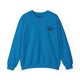 Sapphire crewneck sweatshirt with a small PICKLEBALLER chest logo featuring crossed paddles