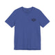Heather true royal t-shirt with a small black PICKLEBALLER chest logo featuring crossed paddles