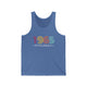 Blue TriBlend unisex pickleball tank top with colorful "1965" numerals over a "PICKLEBALL" wordmark