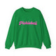 Pickleball crewneck sweatshirt with a pink script Pickleball text design