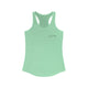 Women's racerback pickleball tank top with a small heartbeat line design forming a pickleball paddle and ball on the chest