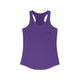 Women's racerback pickleball tank top with a small heartbeat line design forming a pickleball paddle and ball on the chest