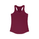 Women's racerback pickleball tank top with a small heartbeat line design forming a pickleball paddle and ball on the chest