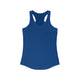 Women's racerback pickleball tank top with a small heartbeat line design forming a pickleball paddle and ball on the chest