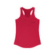 Women's racerback pickleball tank top with a small heartbeat line design forming a pickleball paddle and ball on the chest
