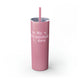 Glitter Magic Pink skinny tumbler with straw and "In My Pickleball Era" bubble text with sparkles