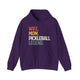 Purple hoodie with a retro WIFE. MOM. PICKLEBALL LEGEND. text design
