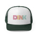 Dark Green trucker cap with a rainbow-striped "DINK" wordmark