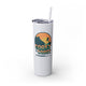 Glitter Iceberg skinny tumbler with straw and a retro stacked "Coast to Coast Pickleball apparel + accessories" logo