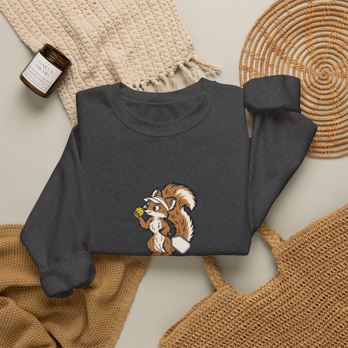 Squirrel pickleball crewneck sweatshirt, Wait, What's the Score?