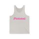 Pickleball tank top with a pink script Pickleball text design