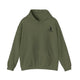 Military Green pickleball hoodie with a small silhouette of a person swinging a pickleball paddle on the chest