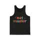 Black heather tank top with retro Net Master text design and sparkle accents