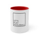 White mug with a Red accent and "LET'S PLAY PICKLEBALL" text in a bordered box