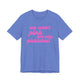 Heather Columbia blue pickleball t-shirt with a pink script We Wear Pink and Play Pickleball text design