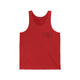 Unisex pickleball tank top with a small minimalist pickleball court diagram on the chest
