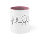 White mug with a Pink accent and a heartbeat-line illustration incorporating a paddle and pickleball